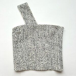 Vintage Courreges Paris One Shoulder Corset Top Black White Speckled Size XS 000